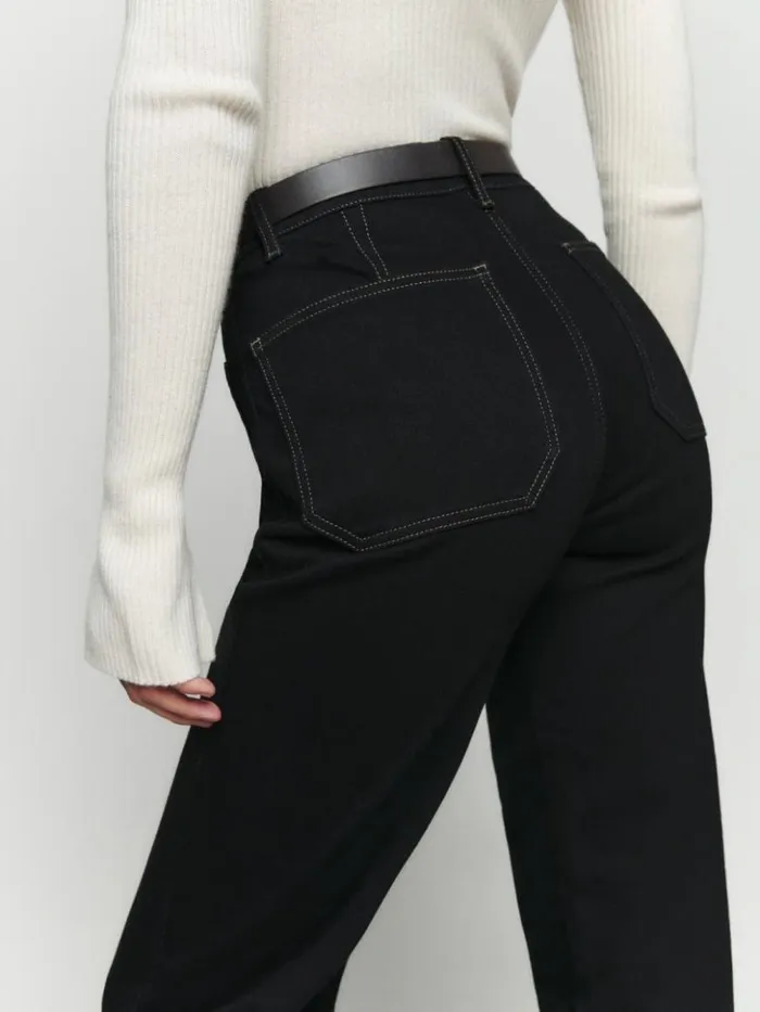Clothing The Reformation Alyssa High Rise Wide Leg Long Jeans Black