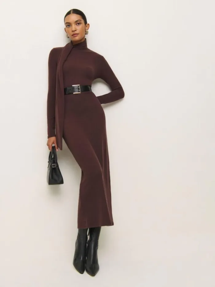 Clothing The Reformation Azure Knit Dress Mahogany