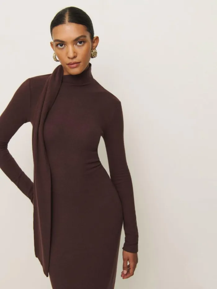 Clothing The Reformation Azure Knit Dress Mahogany