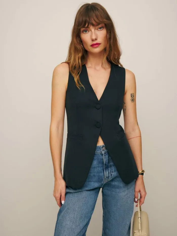 Clothing The Reformation Casey Vest Black