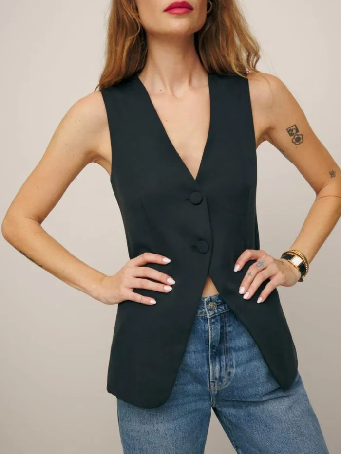 Clothing The Reformation Casey Vest Black