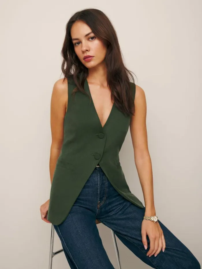 Clothing The Reformation Casey Vest Fern