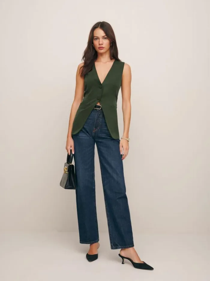 Clothing The Reformation Casey Vest Fern