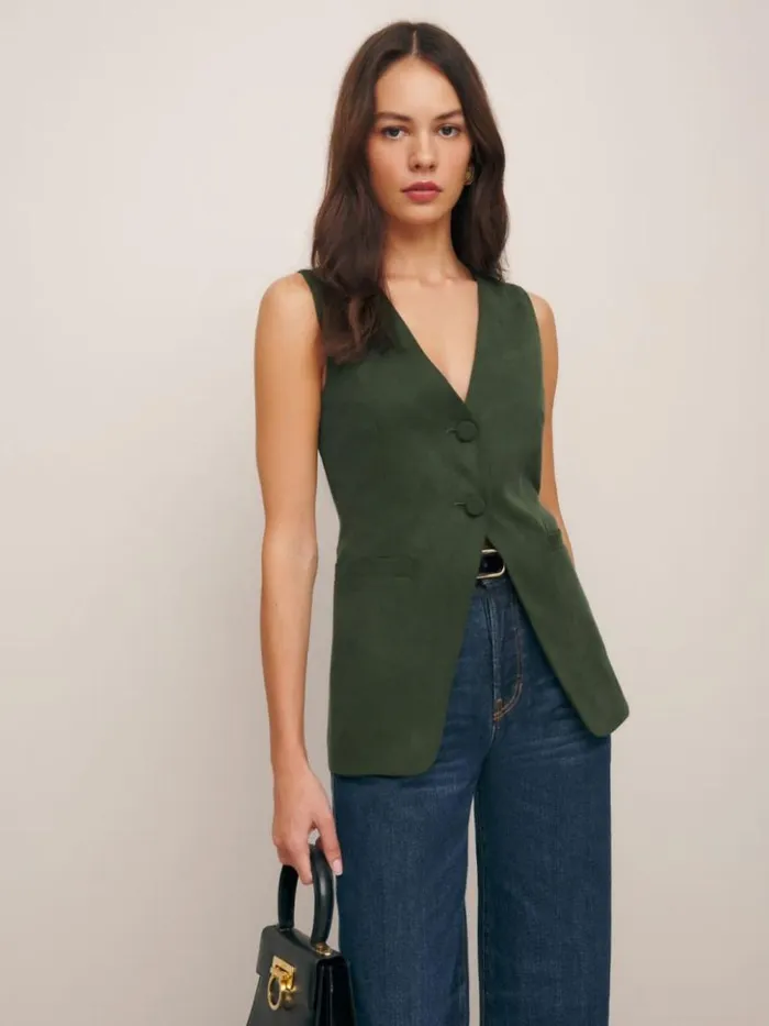 Clothing The Reformation Casey Vest Fern