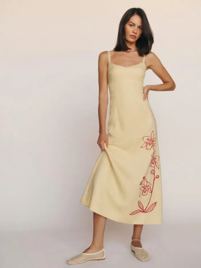 Clothing The Reformation Colette Linen Dress Parmesan