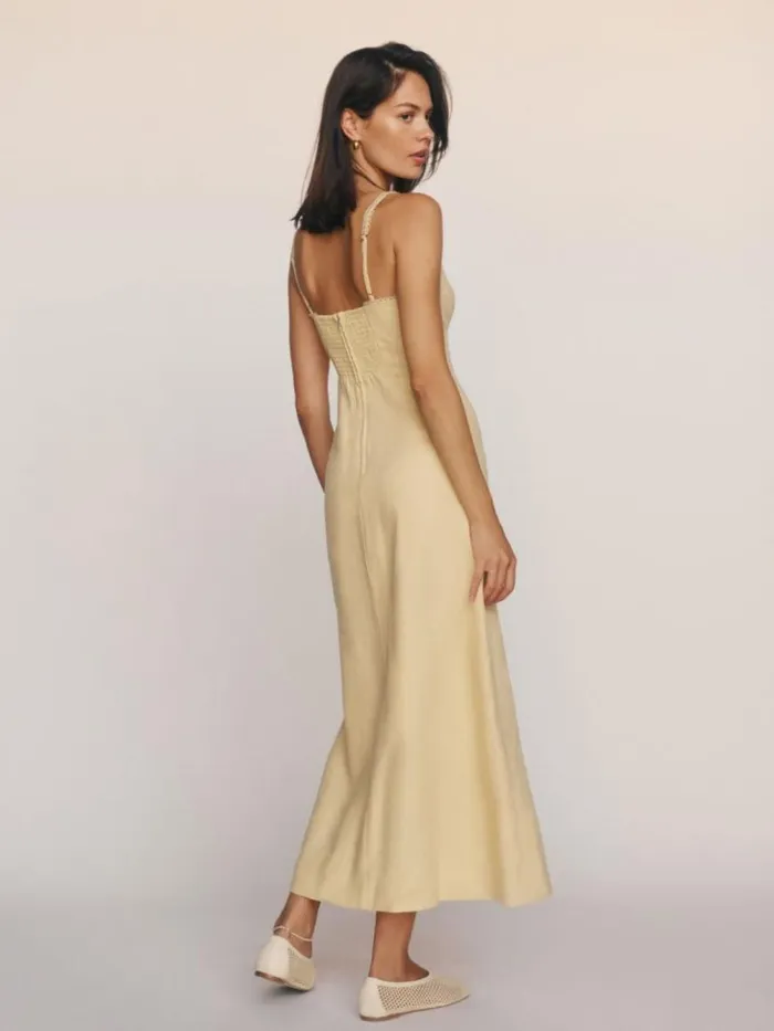 Clothing The Reformation Colette Linen Dress Parmesan