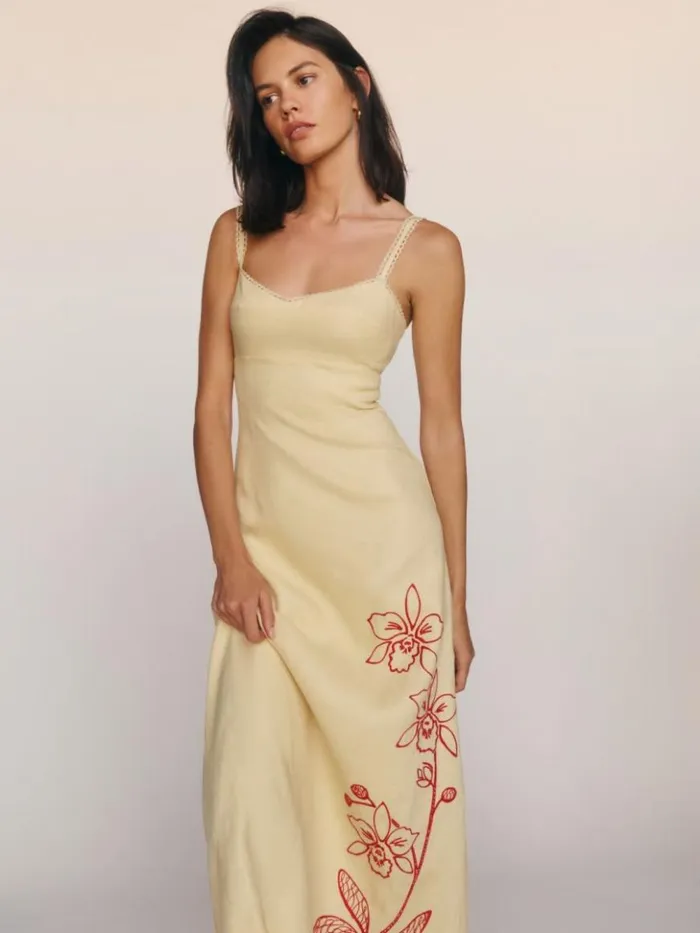 Clothing The Reformation Colette Linen Dress Parmesan