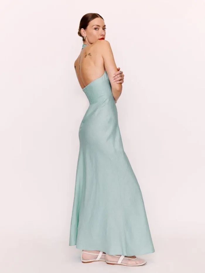 Clothing The Reformation Delilah Linen Dress Aquamarine