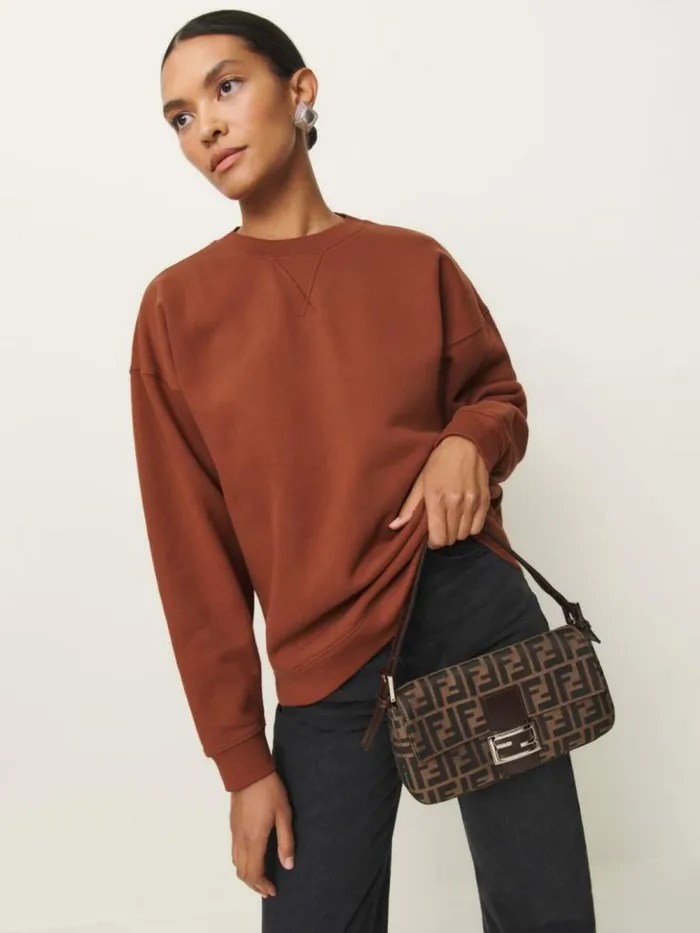 Clothing The Reformation Drew Vintage Oversized Crewneck Sweatshirt Fig Jam