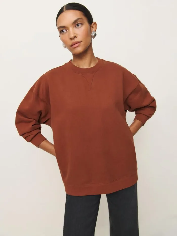 Clothing The Reformation Drew Vintage Oversized Crewneck Sweatshirt Fig Jam