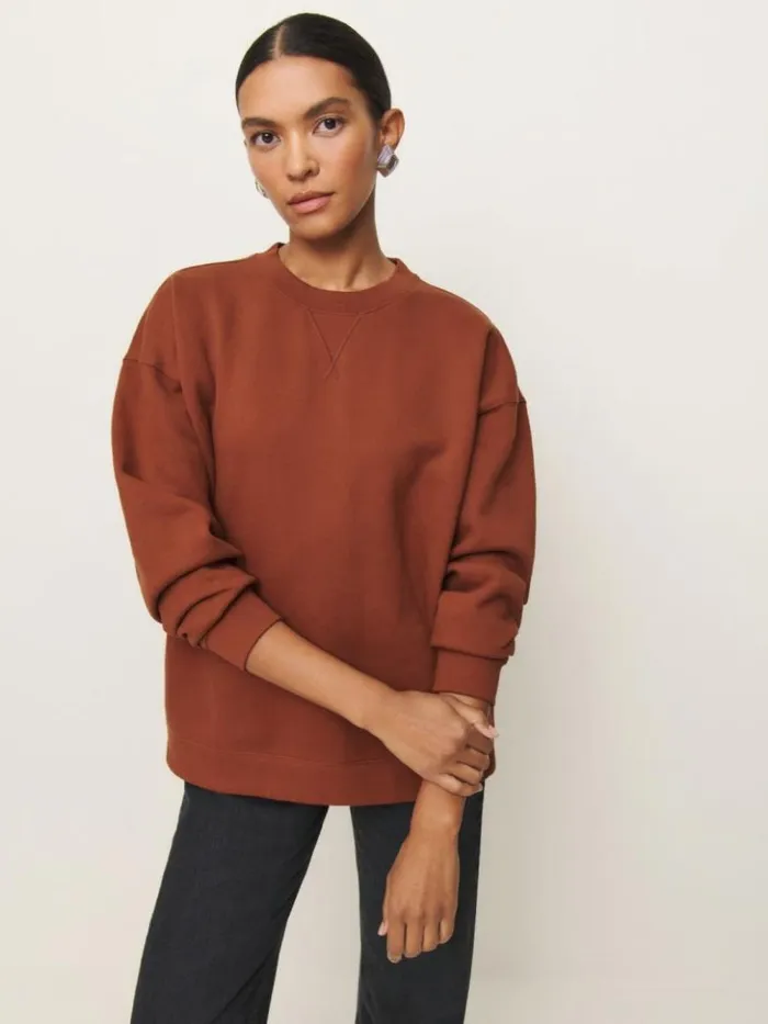 Clothing The Reformation Drew Vintage Oversized Crewneck Sweatshirt Fig Jam