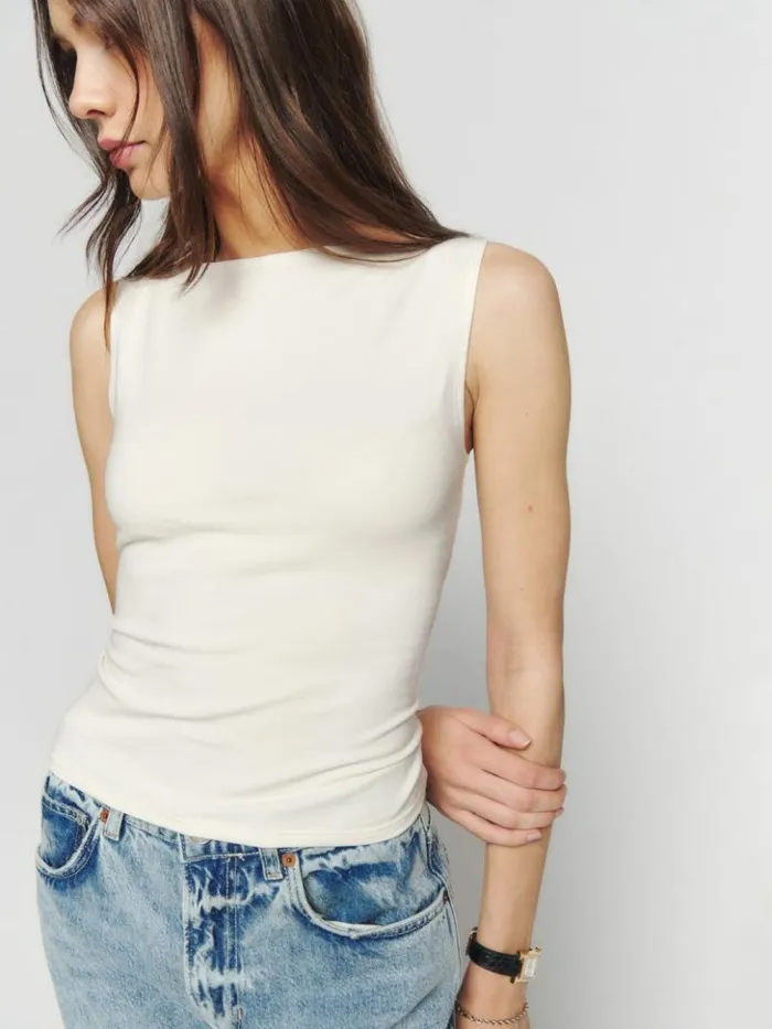 Clothing The Reformation Dusk Knit Top Fior Di Latte