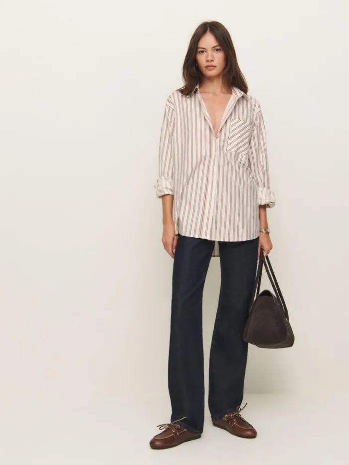 Clothing The Reformation Eli Oversized Shirt August Stripe