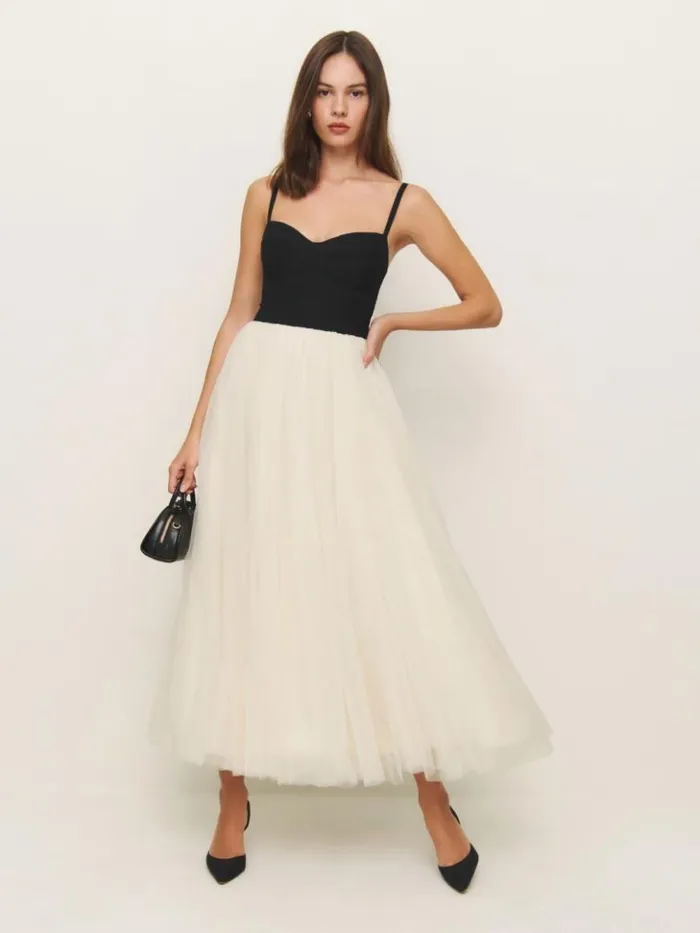 Clothing The Reformation Esmarie Dress Black With Ivory
