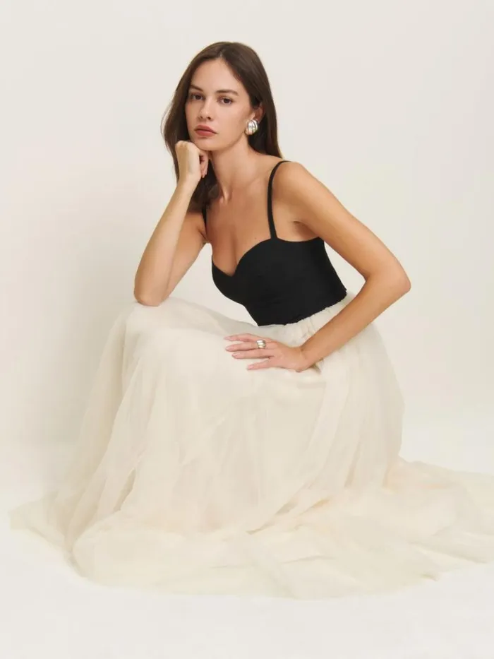 Clothing The Reformation Esmarie Dress Black With Ivory