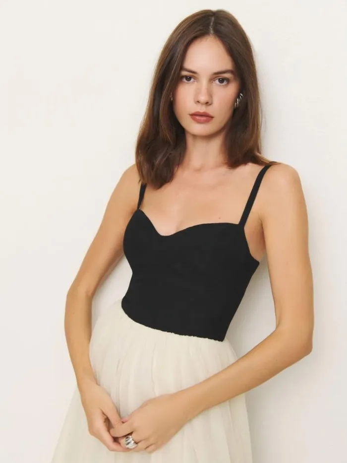 Clothing The Reformation Esmarie Dress Black With Ivory
