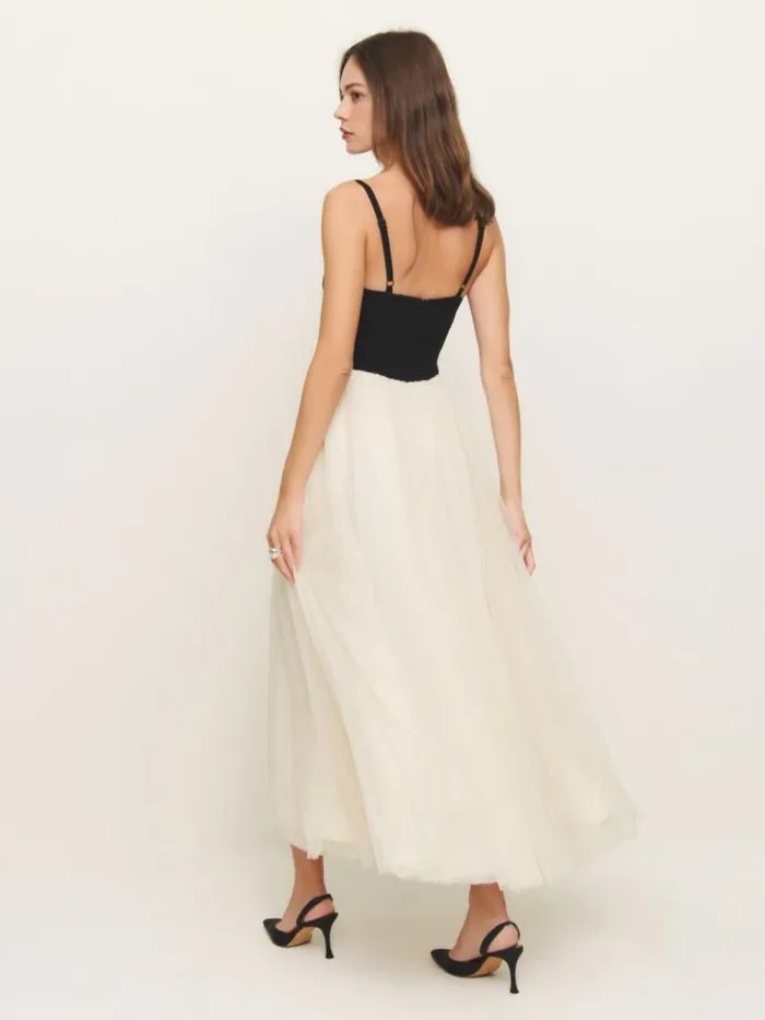Clothing The Reformation Esmarie Dress Black With Ivory