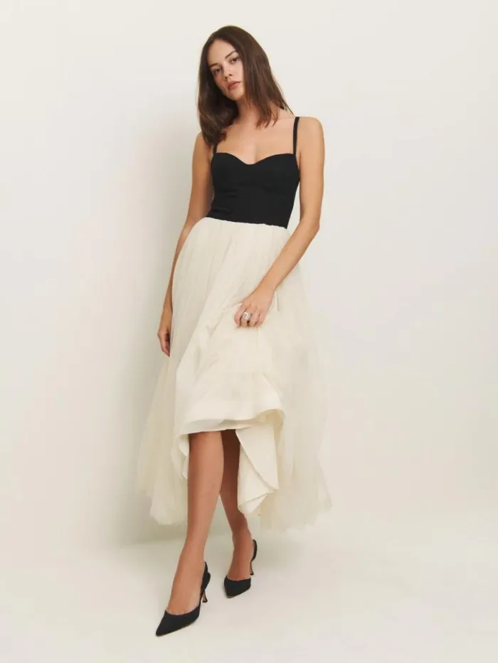Clothing The Reformation Esmarie Dress Black With Ivory
