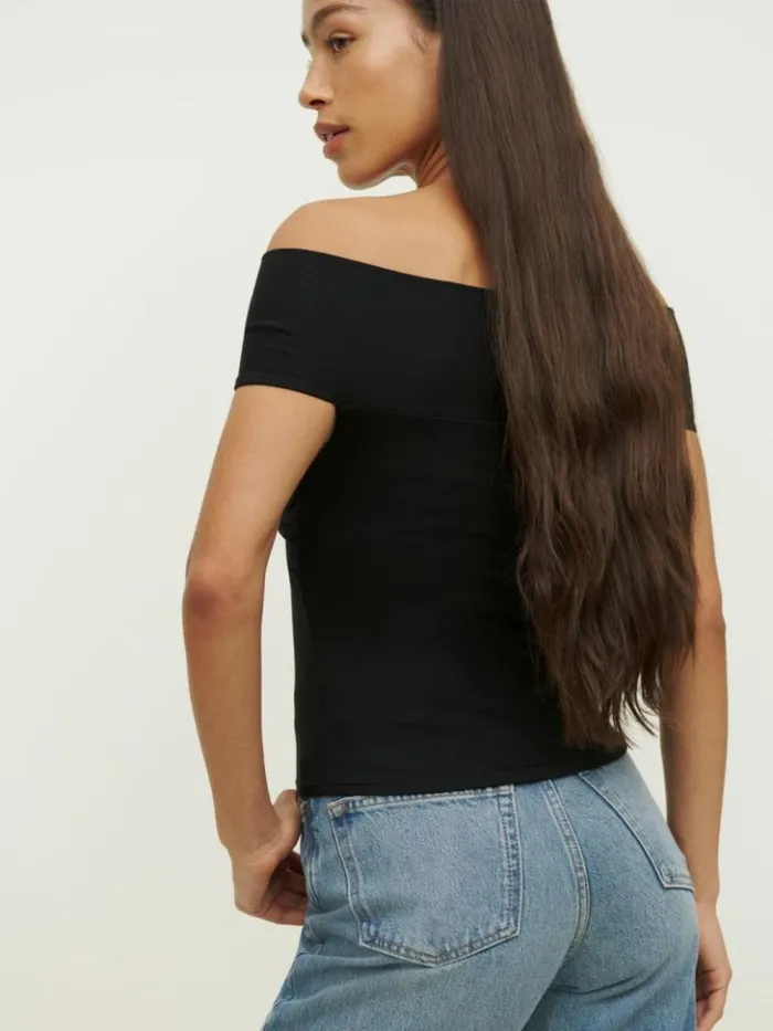 Clothing The Reformation Ezlynn Knit Top Black