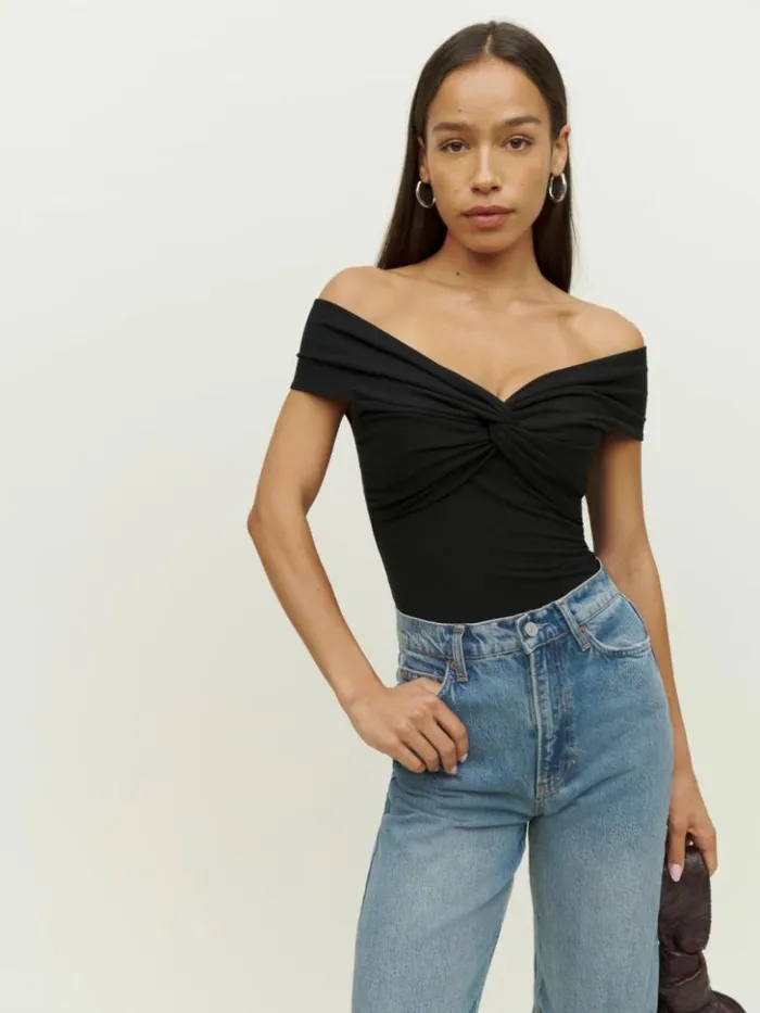 Clothing The Reformation Ezlynn Knit Top Black