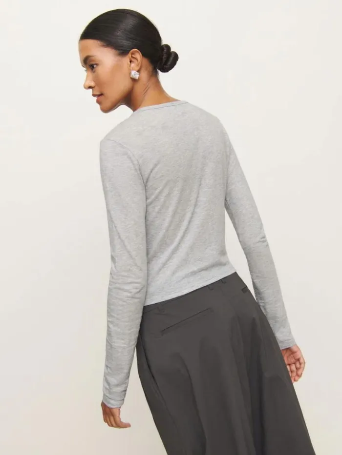 Clothing The Reformation Ezra Slim Fit Long Sleeve Heather Grey