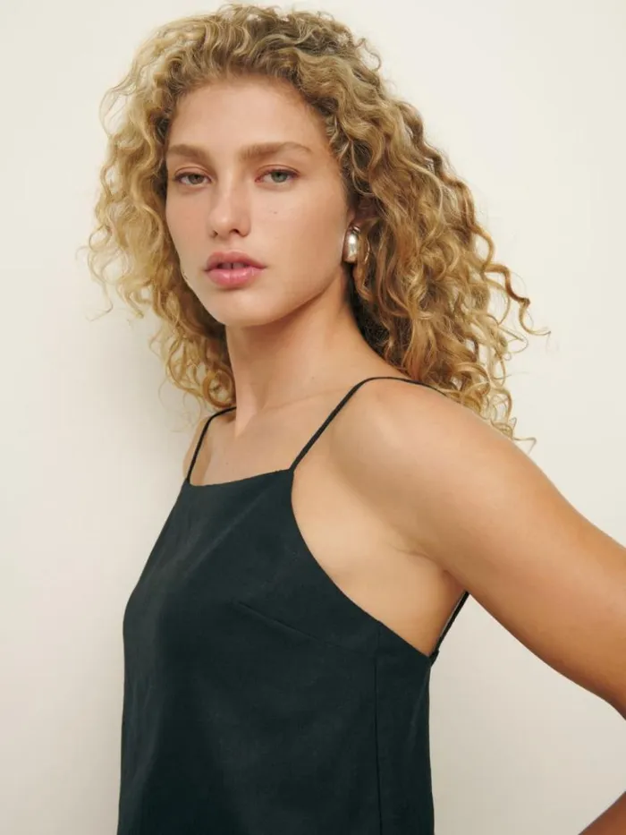 Clothing The Reformation Fable Linen Top Black