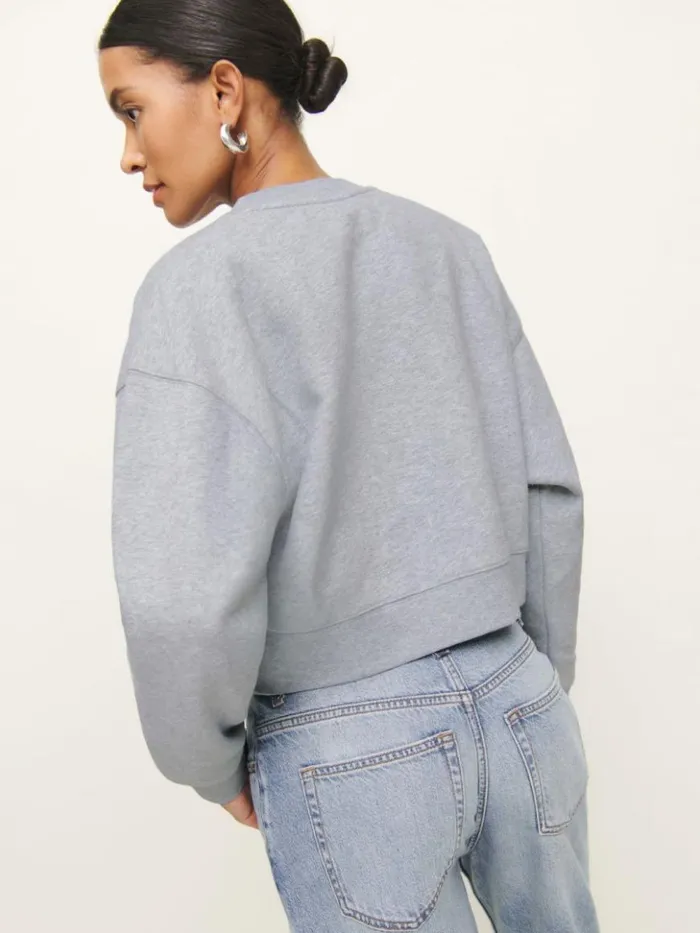 Clothing The Reformation Grace Cropped Vintage Oversized Crewneck Sweatshirt Heather Grey