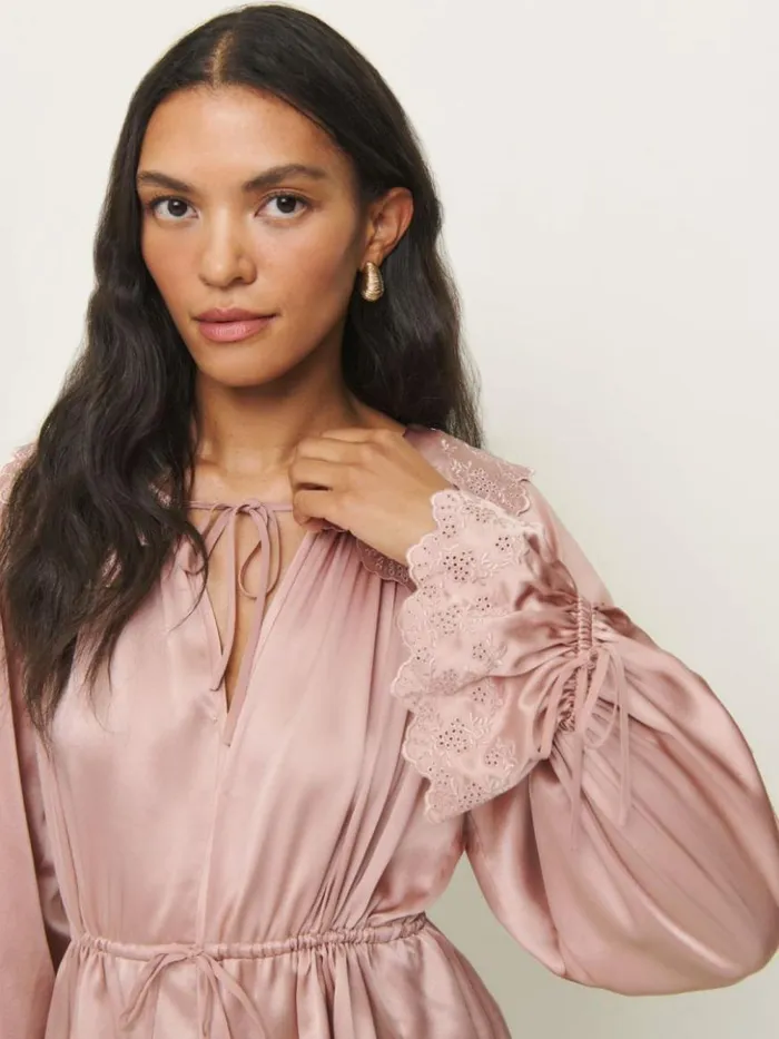 Clothing The Reformation Lillie Silk Top Serenade