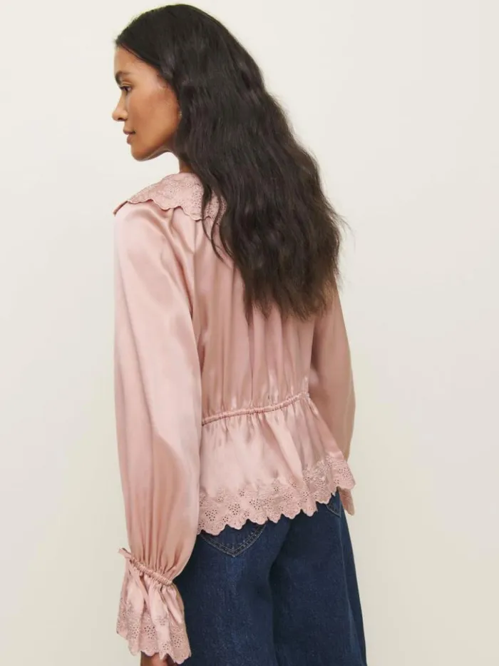 Clothing The Reformation Lillie Silk Top Serenade