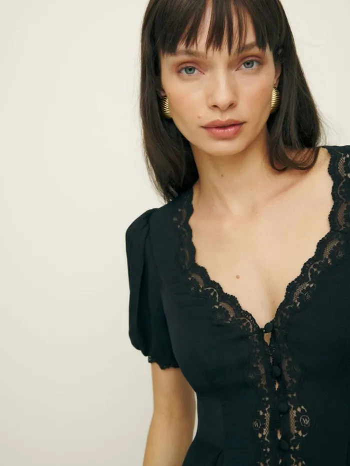 Clothing The Reformation Minette Top Black