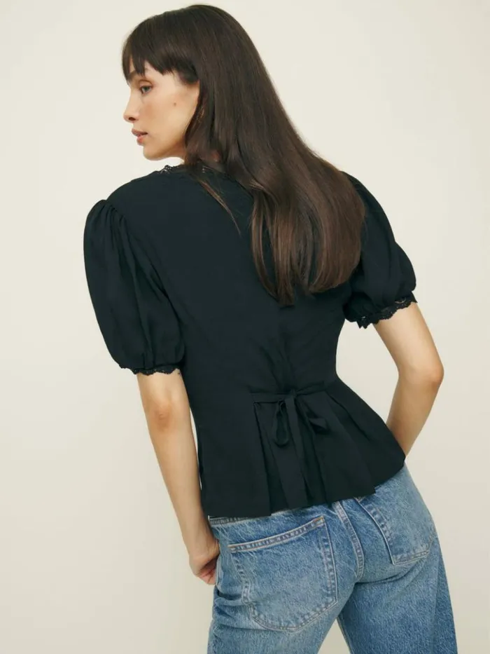 Clothing The Reformation Minette Top Black