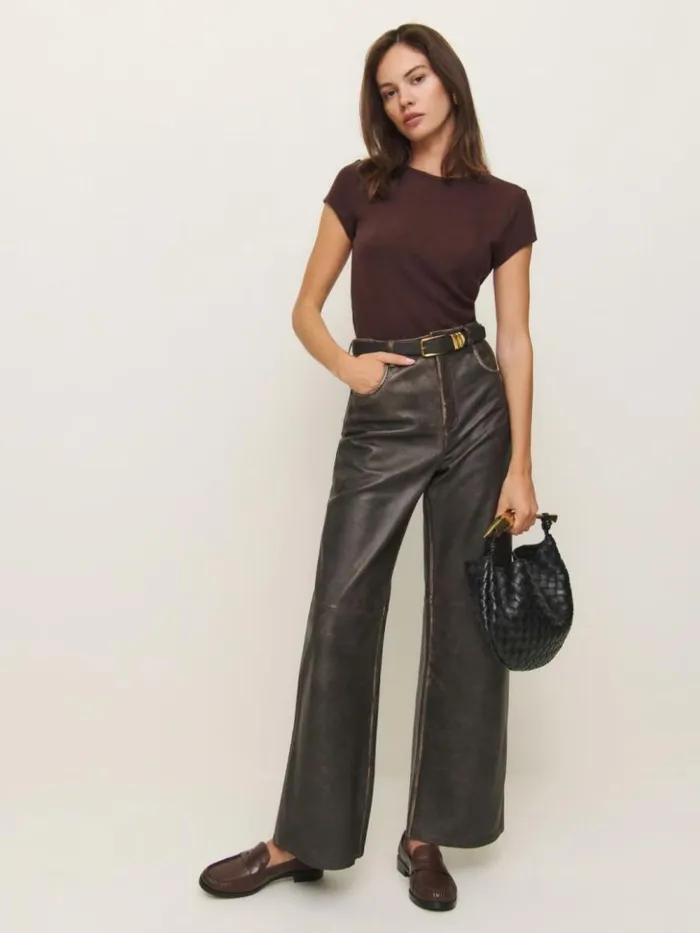 Clothing The Reformation Olive Knit Top Mahogany