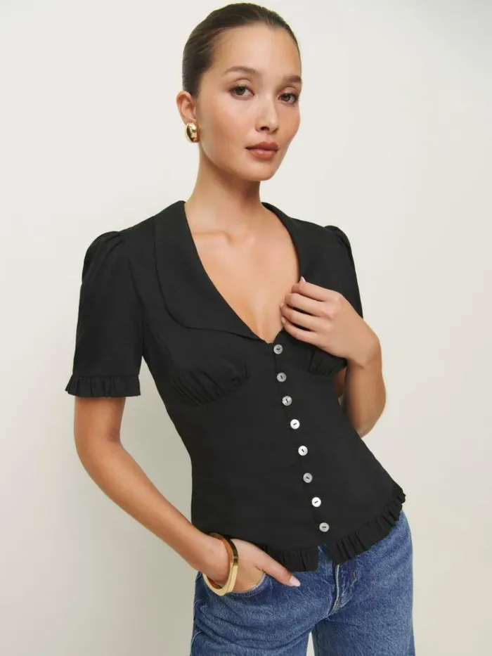 Clothing The Reformation Olli Top Black