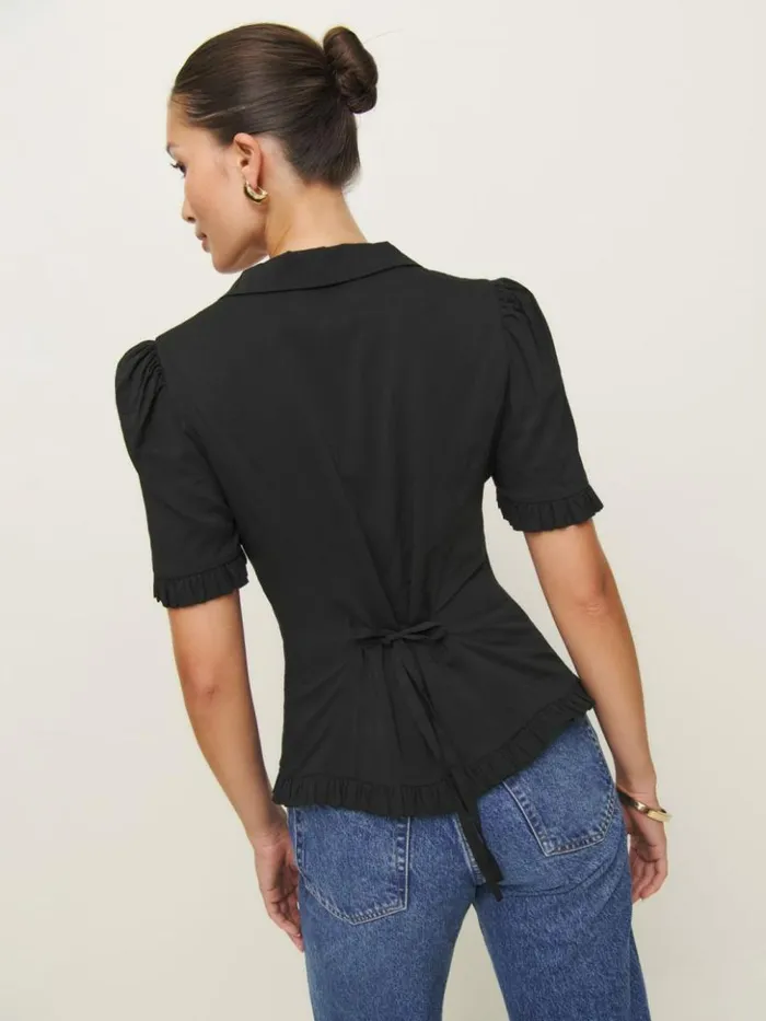 Clothing The Reformation Olli Top Black