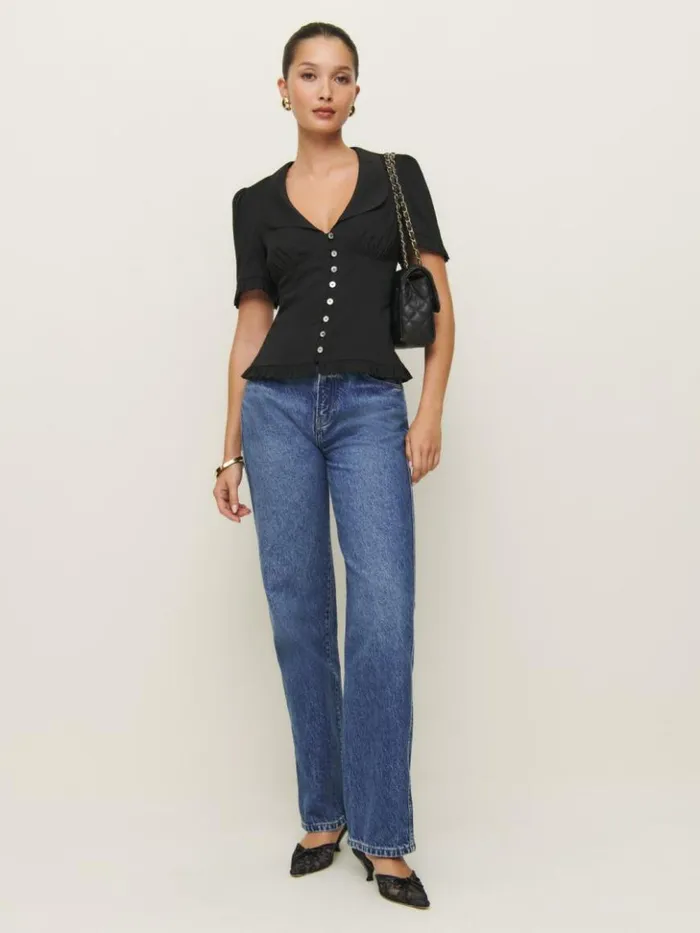 Clothing The Reformation Olli Top Black