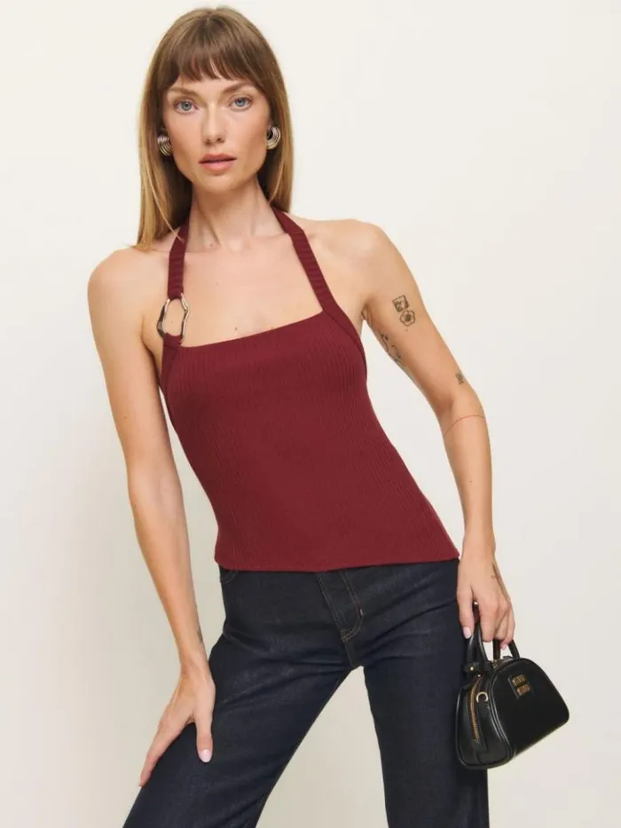 Clothing The Reformation Ramona Knit Top Chianti
