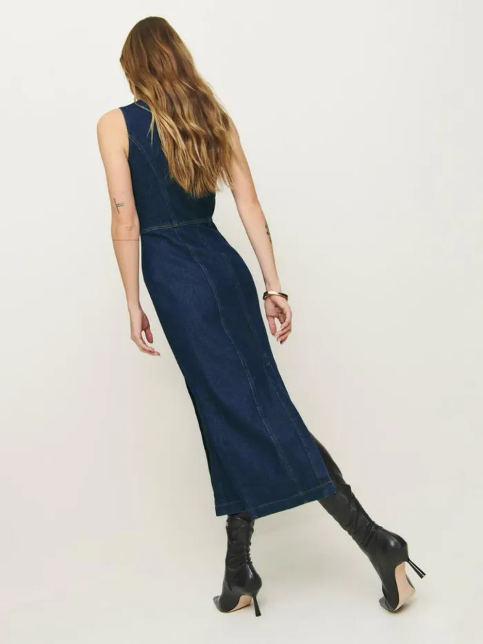 Clothing The Reformation Roswell Denim Midi Dress Prespa