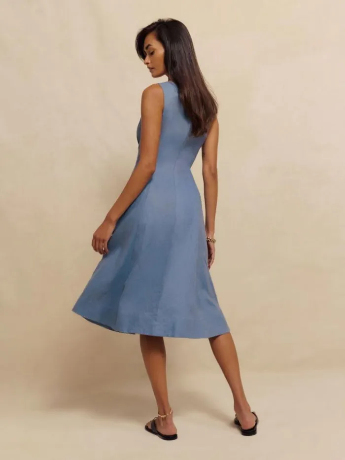 Clothing The Reformation Sebastien Linen Dress Cornflower