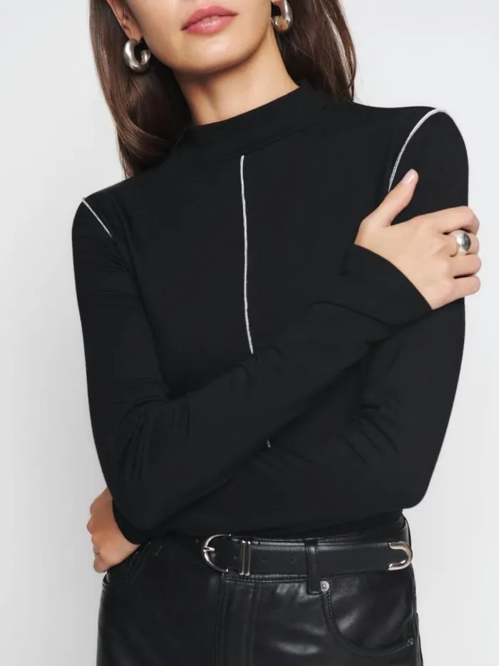 Clothing The Reformation Stacey Knit Top Black
