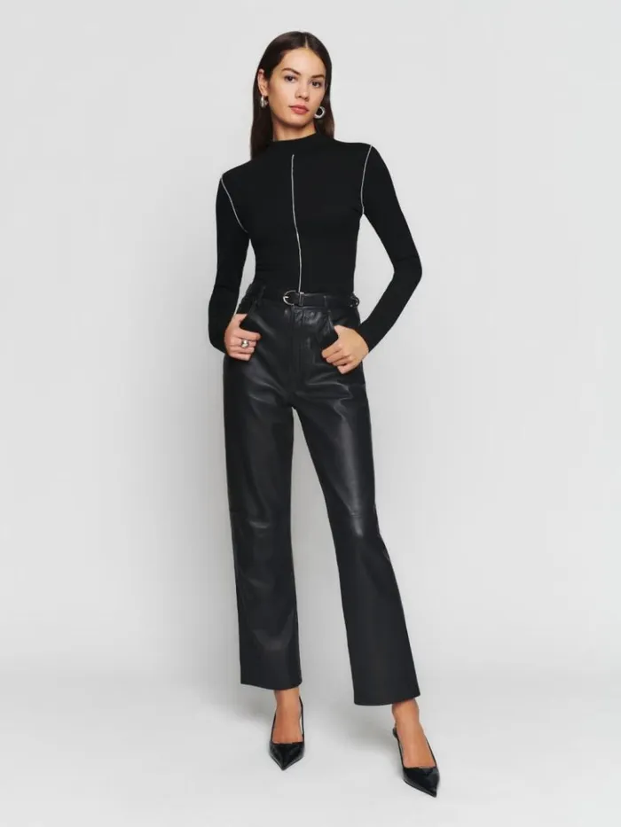 Clothing The Reformation Stacey Knit Top Black