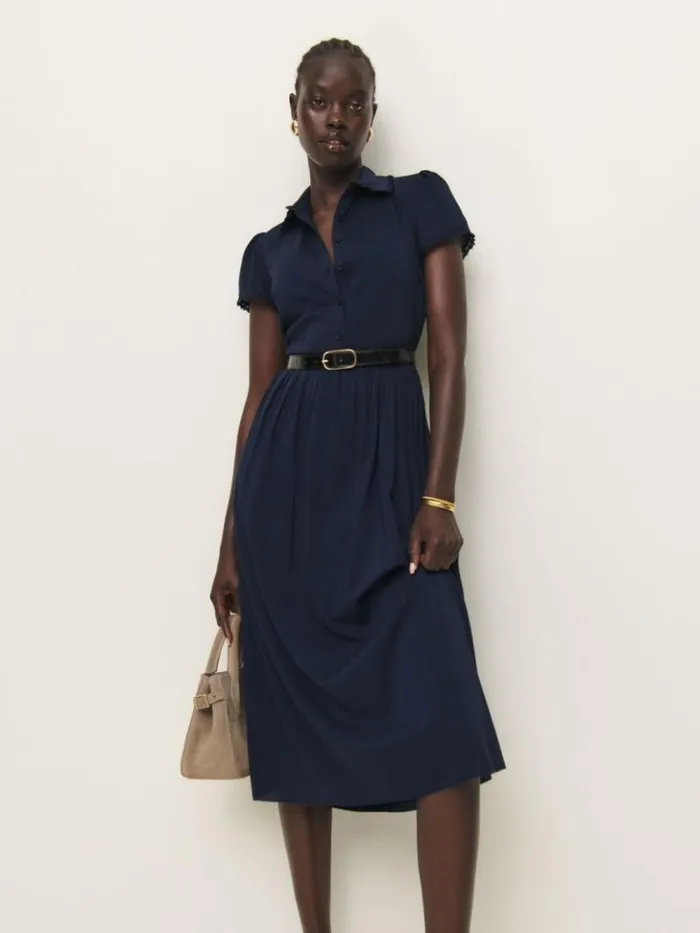 Clothing The Reformation Ula Dress Navy