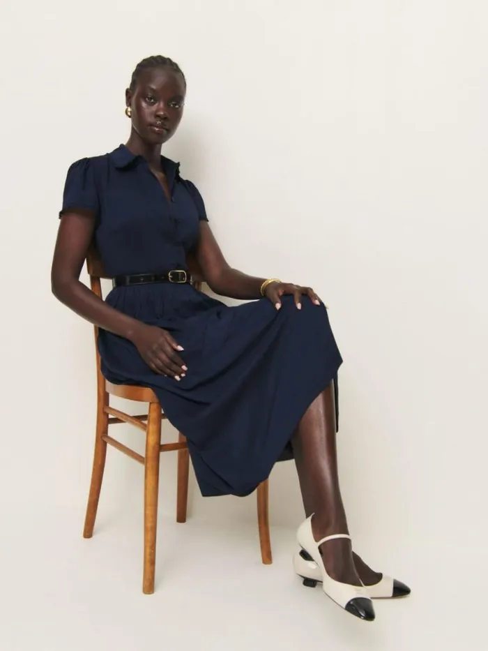 Clothing The Reformation Ula Dress Navy