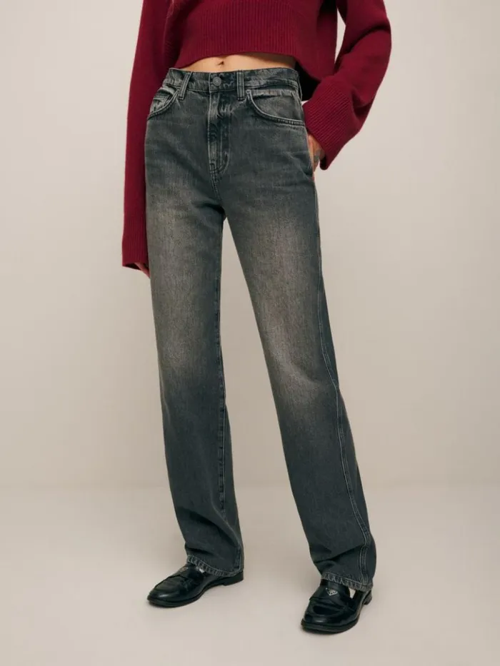 Clothing The Reformation Val 90s Mid Rise Straight Jeans Galveston