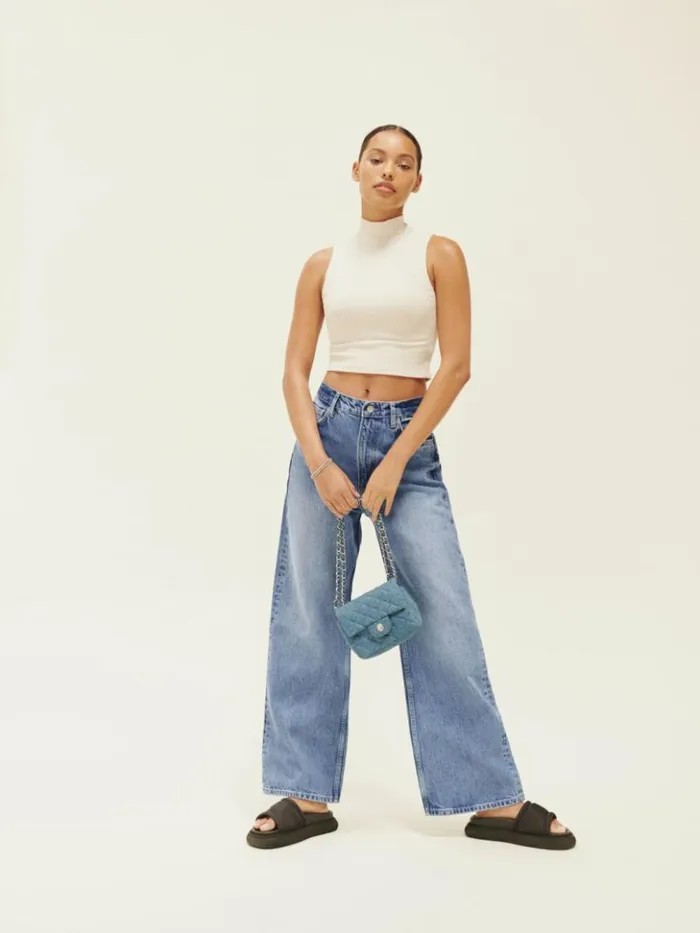 Clothing The Reformation Wilder High Rise Wide Leg Cropped Jeans Dillon