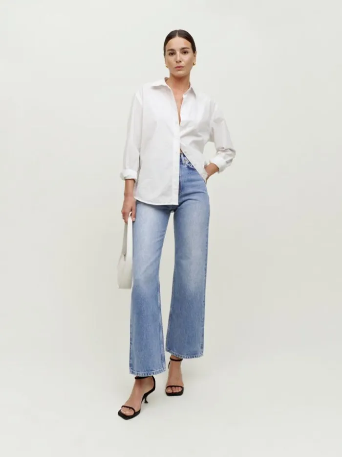 Clothing The Reformation Wilder High Rise Wide Leg Cropped Jeans Dillon