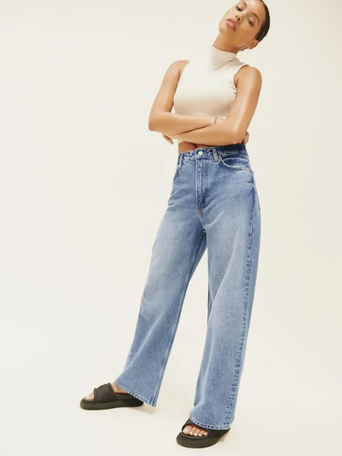 Clothing The Reformation Wilder High Rise Wide Leg Cropped Jeans Dillon