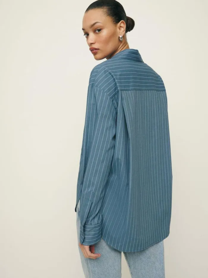 Clothing The Reformation Will Oversized Shirt Chambray Stripe