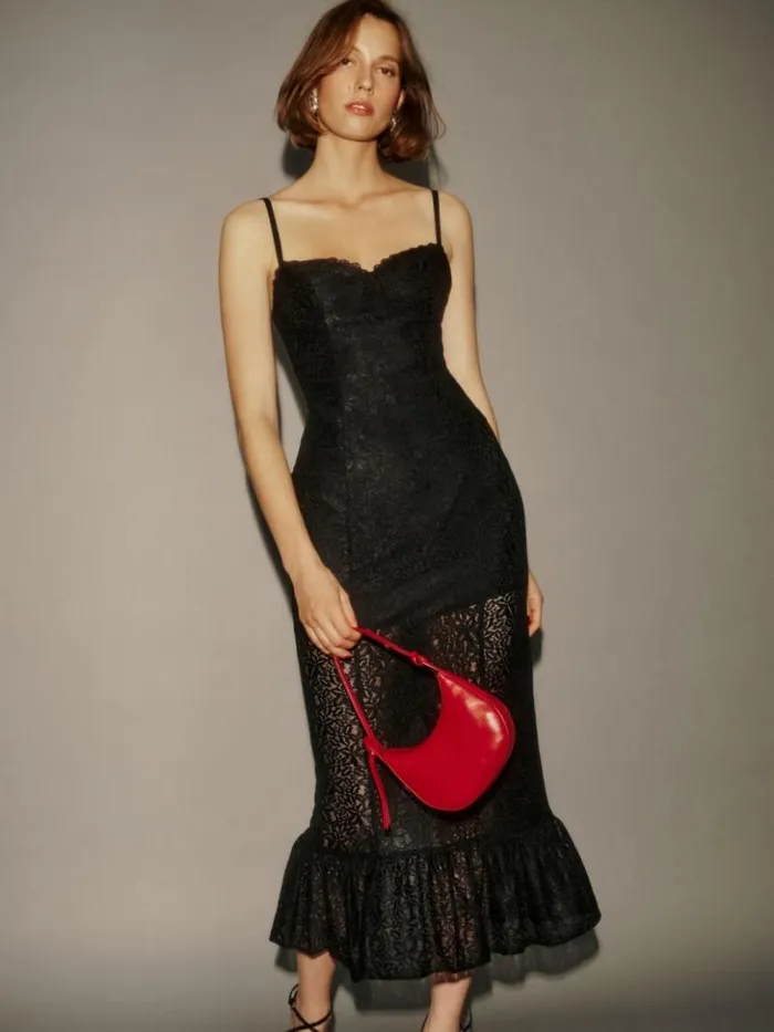 ClothingWeddings The Reformation Canice Dress Black Lace