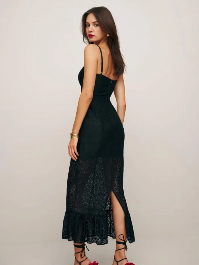 ClothingWeddings The Reformation Canice Dress Black Lace