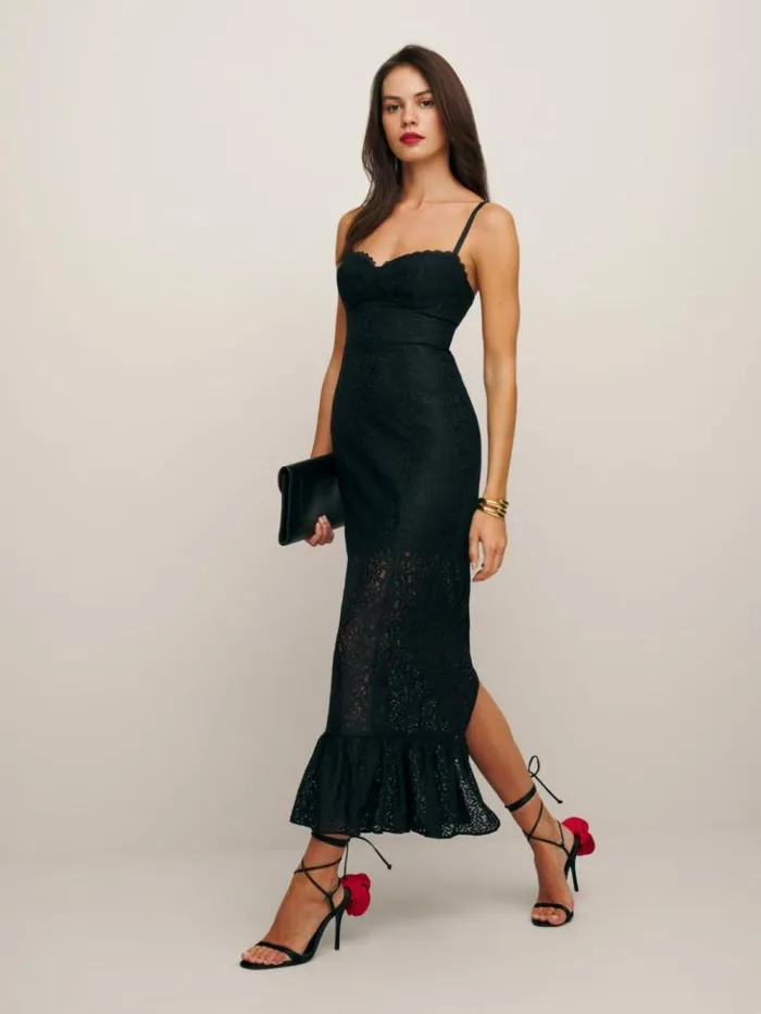 ClothingWeddings The Reformation Canice Dress Black Lace